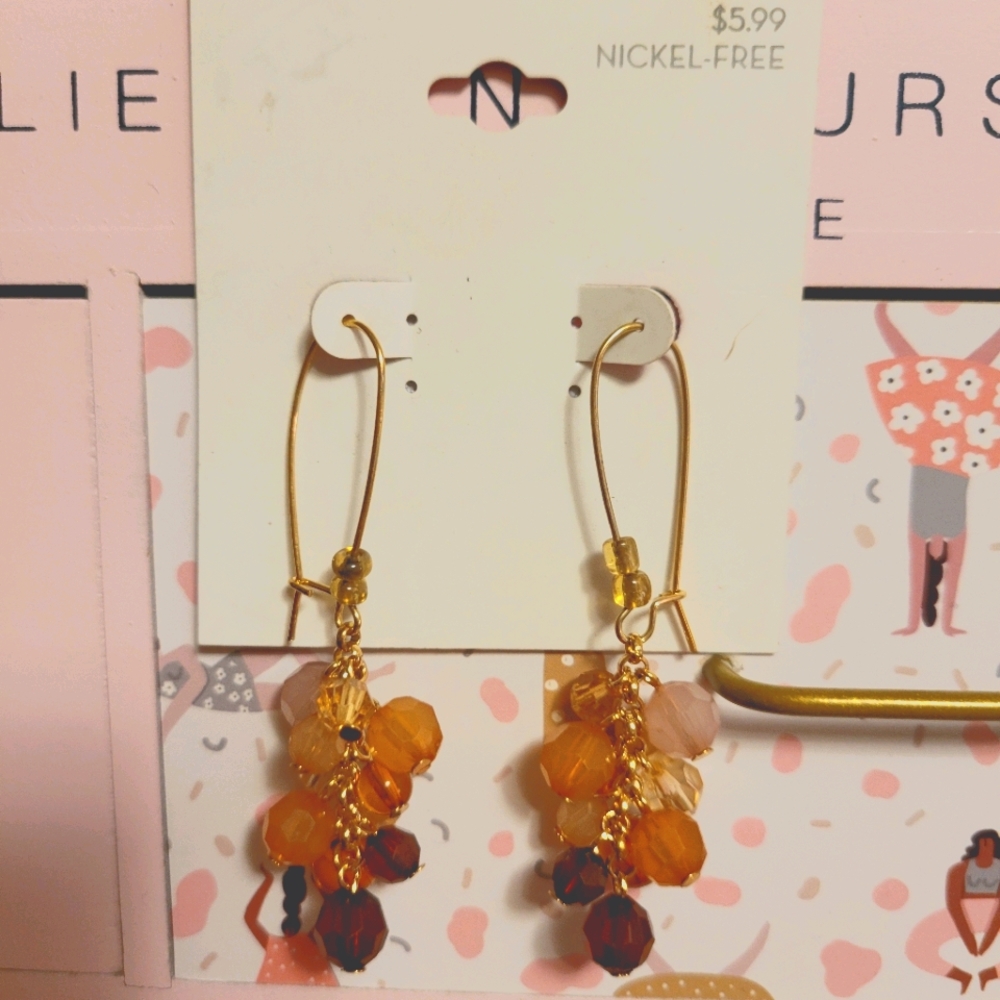 Earth tone Beaded Long Earrings